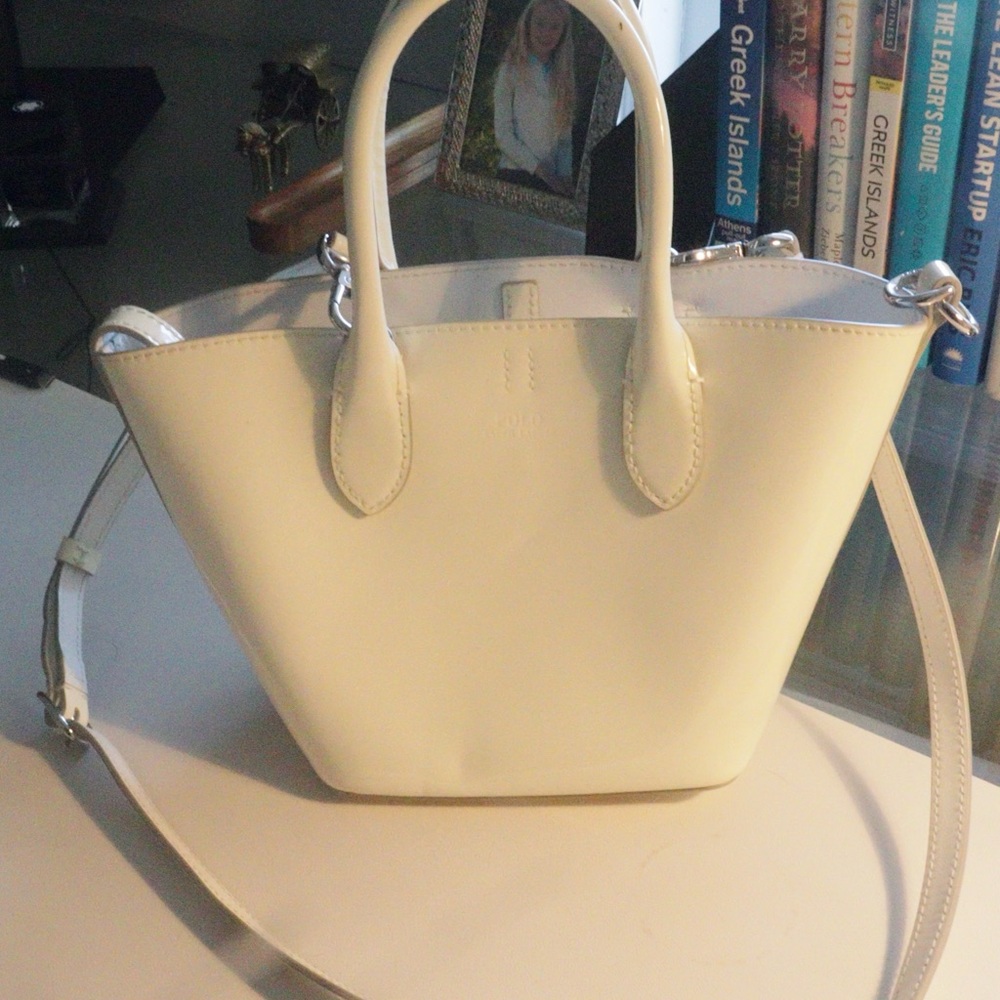 Polo by Ralph Lauren Cream Leather Crossbody Bag